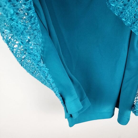 Valerie Stevens Top Turquoise Mesh Sequin Cover With Camisole Tank Size XL - Picture 9 of 12